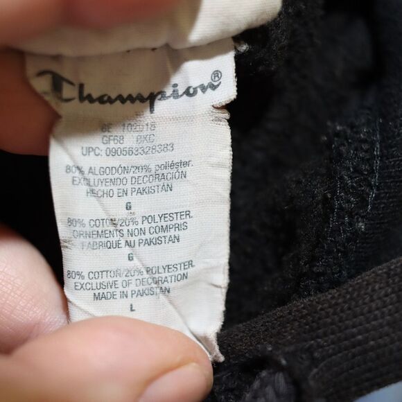 Champion Reverse Weave Vintage Y2K 90s Black & Camo Logo Hoodie LG - Picture 12 of 12